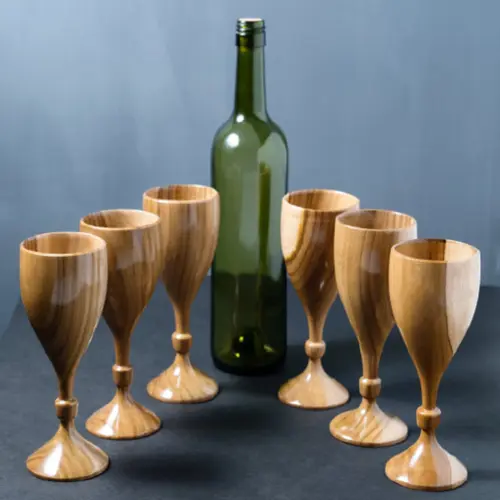 Premium Teak Wood Wine Glass