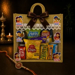 Jute Bag Rakhi Gift Hamper - Green Colour